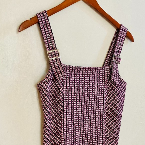 FOREVER 21 Purple Plaid/Tweed Style Jumper Mini Dress Size M - Picture 4 of 6